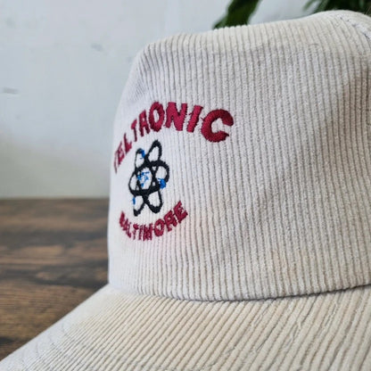 Vintage American Trucker Hat Snapback cap one size adjustable cream tectonic atom