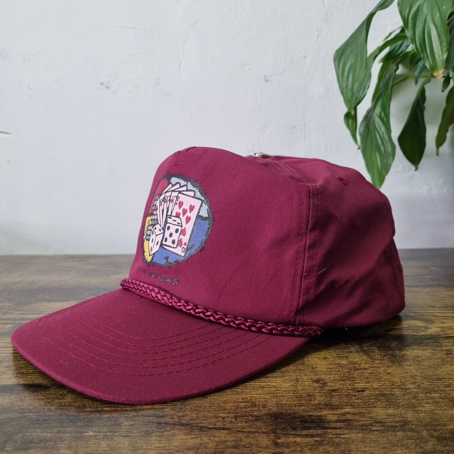 Vintage American Trucker Hat Snapback cap one size burgundy las vegas poker