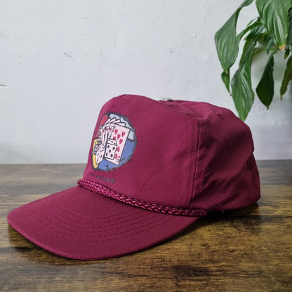 Vintage American Trucker Hat Snapback cap one size burgundy las vegas poker