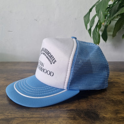 Vintage American Trucker Hat Snapback cap one size adjustable white blue