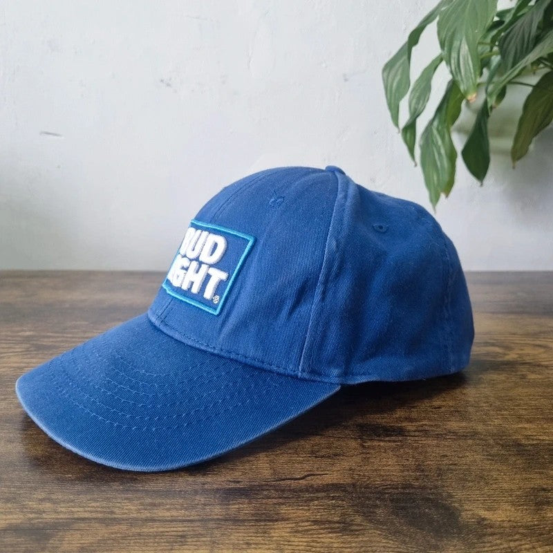 Vintage American Baseball Hat Snapback cap one size adjustable Bud Light blue