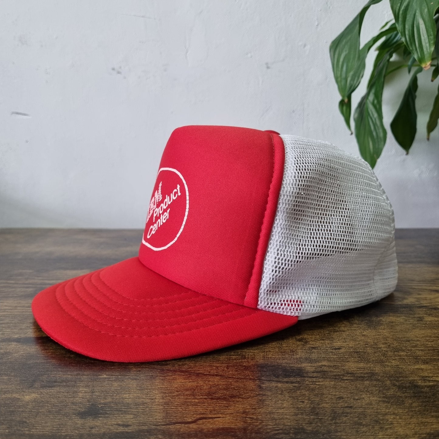 Vintage American Trucker Hat Snapback cap one size adjustable red white IBM Prod