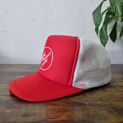 Vintage American Trucker Hat Snapback cap one size adjustable red white IBM Prod
