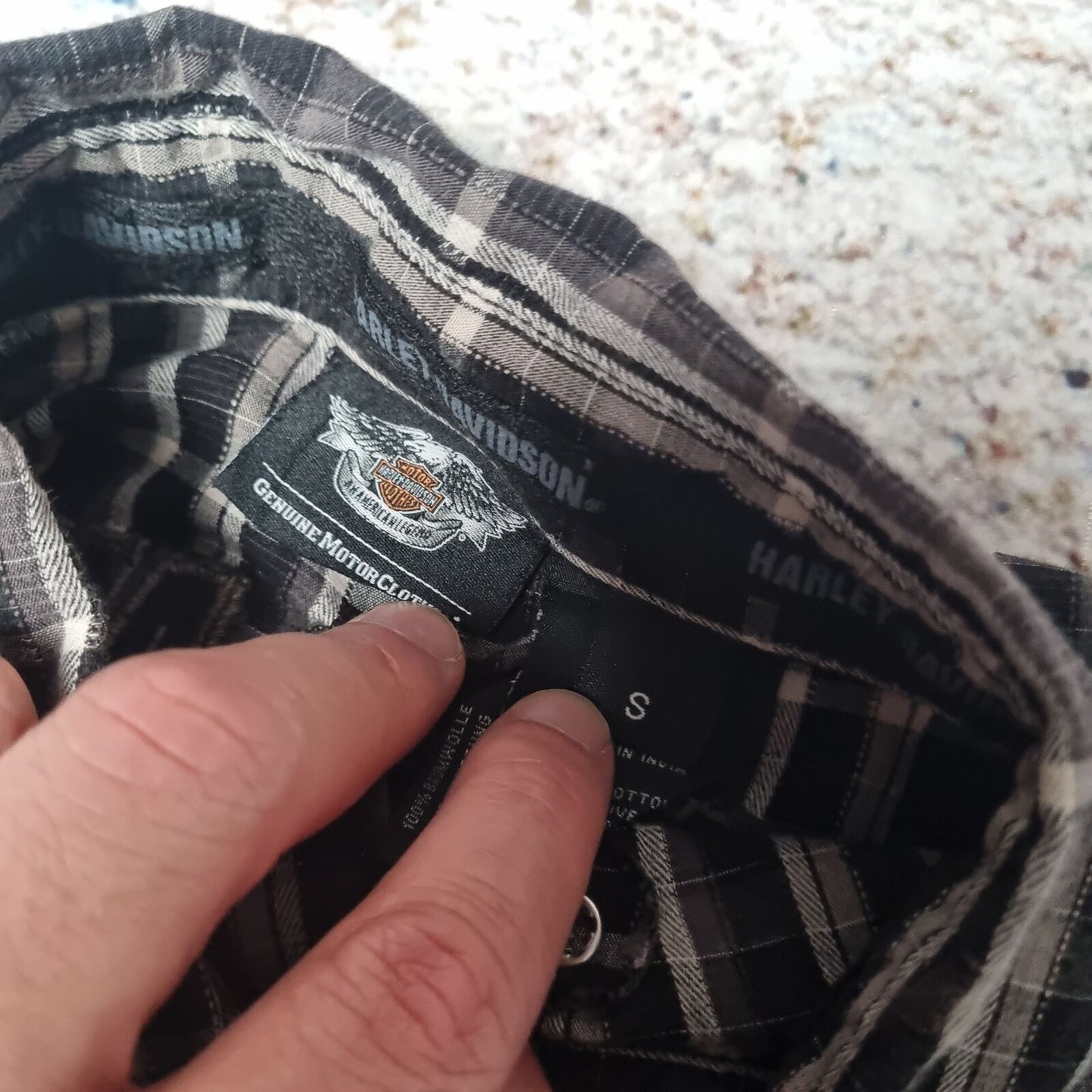 Harley Davidson Shirt Mens Long Sleeve Embroidered Biker - Black - Size S