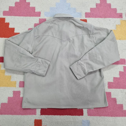 Vintage Carhartt Boxy Fit Cropped Over Shirt shacket Sleeve Medium plain Beige Button Up