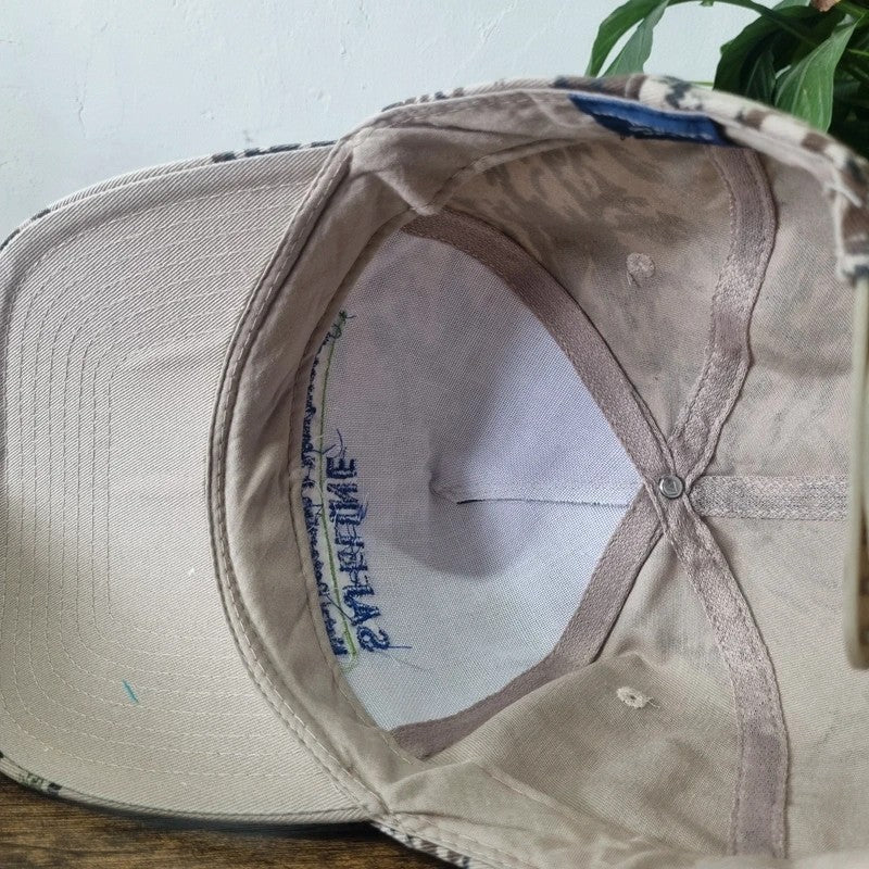 Vintage American Trucker Hat Snapback cap one size adjustable beige khaki camo safeline
