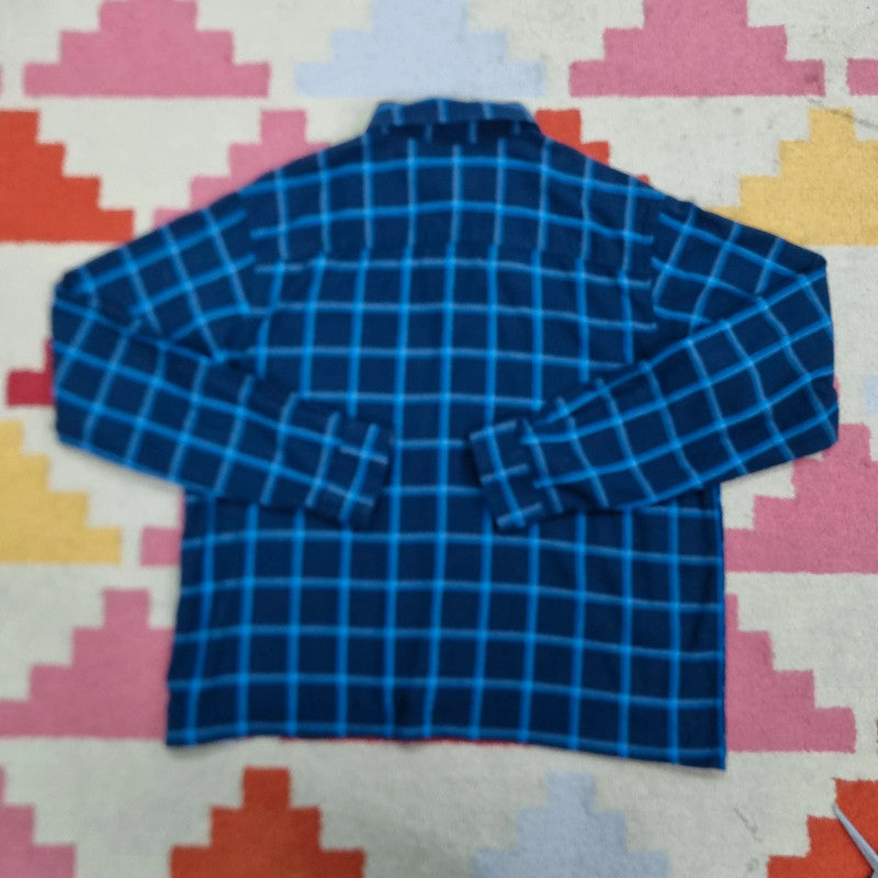 Vintage Columbia Boxy Fit Cropped Shirt Long Sleeve XL Check Blue Button Up Skater Y2K Surf