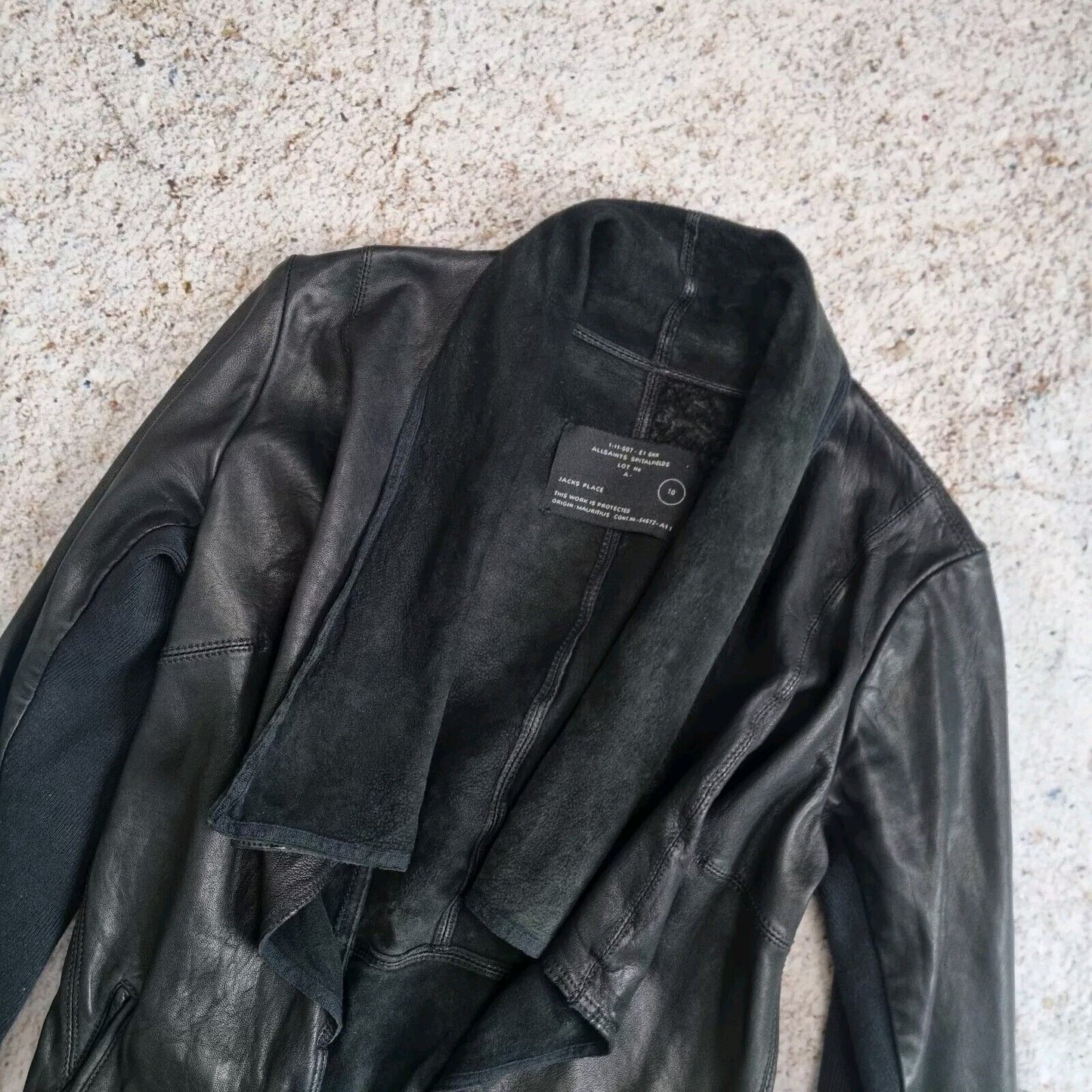 All Saints Leather Jacket Waterfall  Size 10 Womens Black