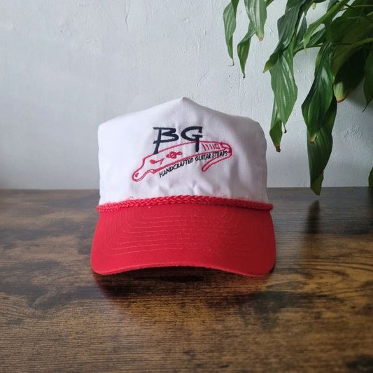 Vintage American Trucker Hat Snapback cap one size adjustable white red guitar straps