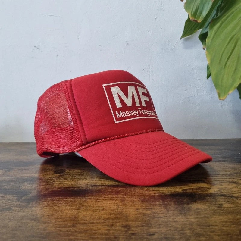 Vintage American Trucker Hat Snapback cap one size adjustable red MF massey fergeson