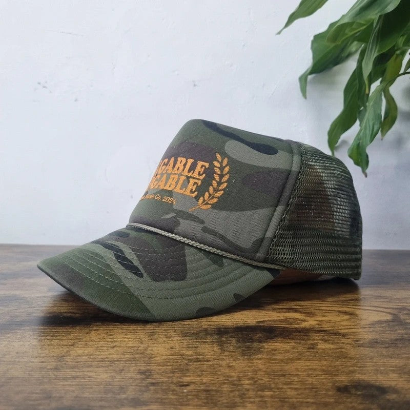 American Baseball Hat Snapback cap one size green camo Gabble Gabble chicken