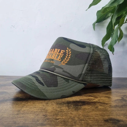 American Baseball Hat Snapback cap one size green camo Gabble Gabble chicken