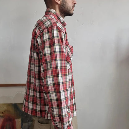 Vintage Carhartt Boxy Fit Cropped Shirt Short Sleeve Medium check red Button Up Skater Y2K Surf