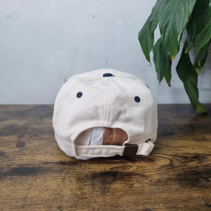 Vintage American Baseball Hat Snapback cap one size adjustable cream navy industrial supply