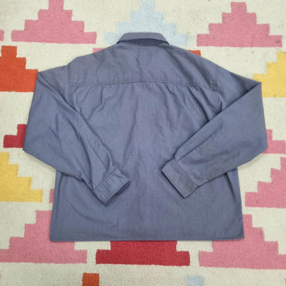 Carhartt FR Boxy Fit Cropped Shirt long Sleeve large plain grey Button Up Skater Y2K Surf