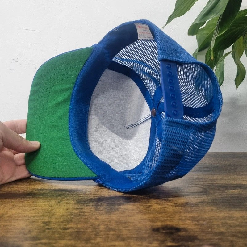 Vintage American Trucker Hat Snapback cap one size blue Waterama Block Official