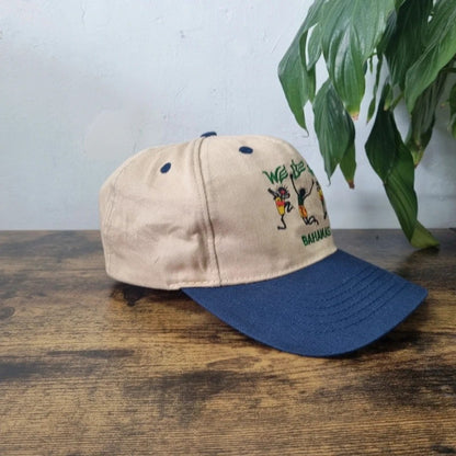 Vintage American Baseball Hat Snapback cap one size adjustable beige blue we be jammin bahams