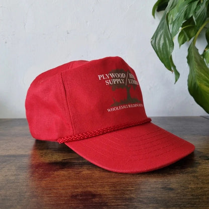 Vintage American Trucker Hat Snapback cap one size adjustable red lumber supply