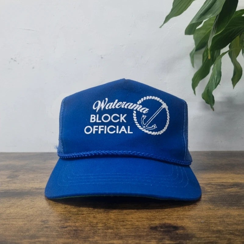 Vintage American Trucker Hat Snapback cap one size blue Waterama Block Official