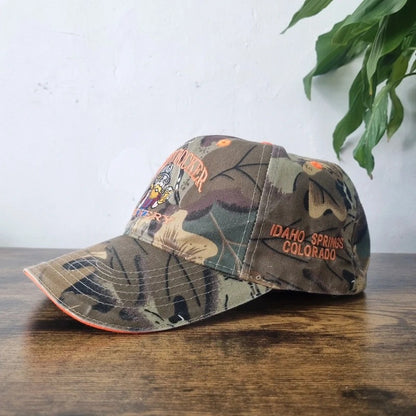 Vintage American Baseball Hat Snapback cap one size beige brown camo tommy knocker brewery