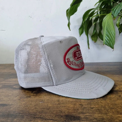 Vintage American Trucker Hat Snapback cap one size adjustable grey rolling oaks ranch