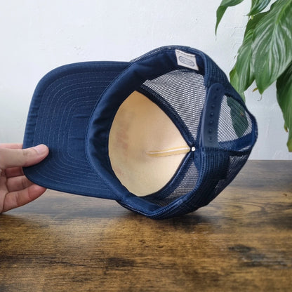 Vintage American Trucker Hat Snapback cap one size adjustable navy white allied mineral