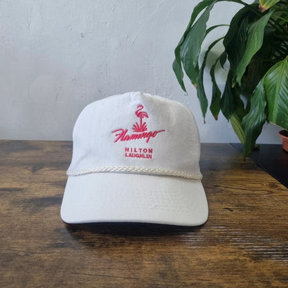 Vintage American Trucker Hat Snapback cap one size adjustable Flamingo Hilton Laughlin white