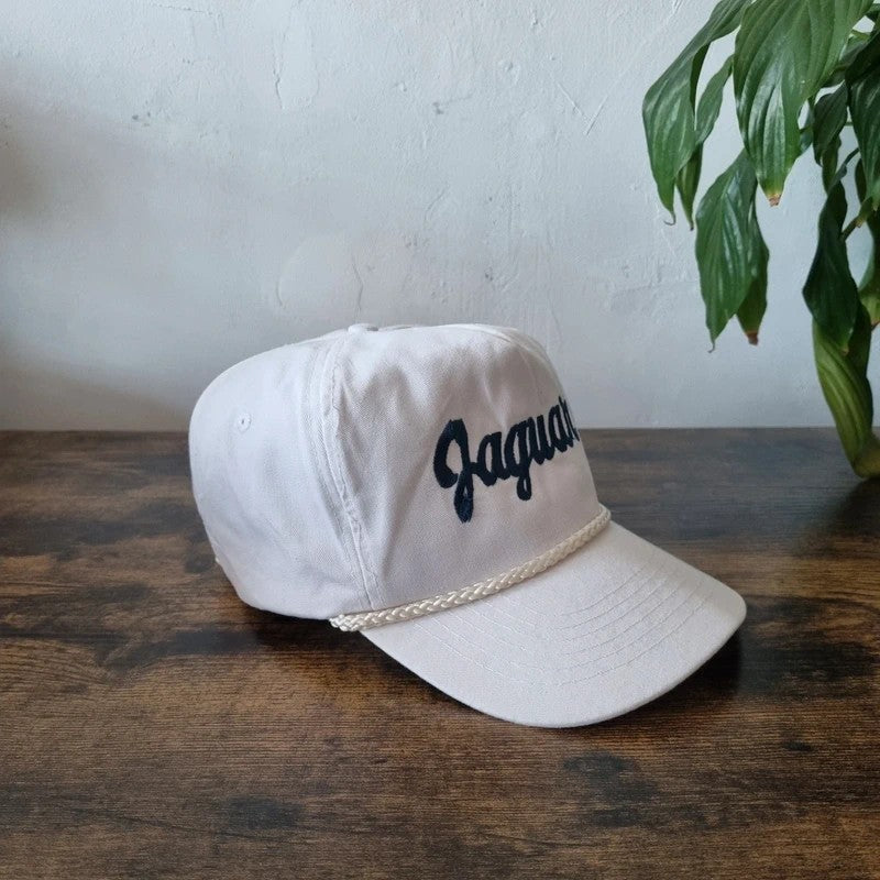 Vintage American Trucker Hat Snapback cap one size adjustable white Jaguar