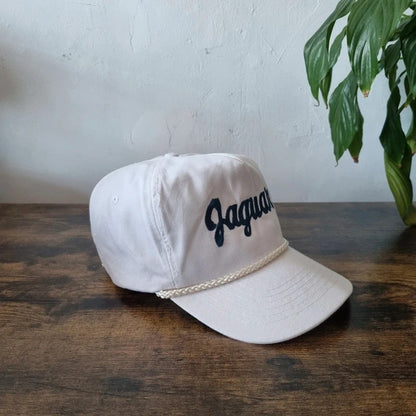 Vintage American Trucker Hat Snapback cap one size adjustable white Jaguar