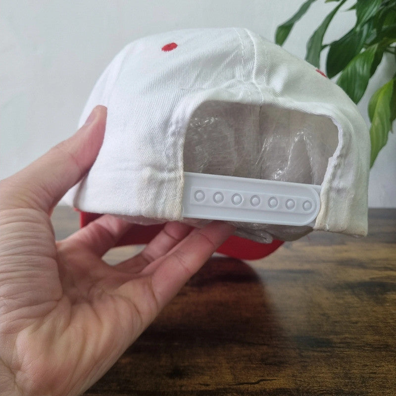 Vintage American Scmi Trucker Hat snapback cap one size adjustable red white 90s rope