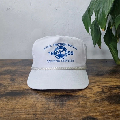 Vintage American Trucker Hat Snapback cap one size adjustable white tapping contest 99
