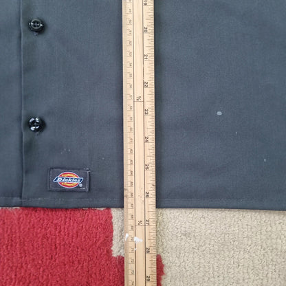 Vintage Dickies Boxy Fit Cropped Shirt Short Sleeve XL plain Grey Button Up NY Yankees