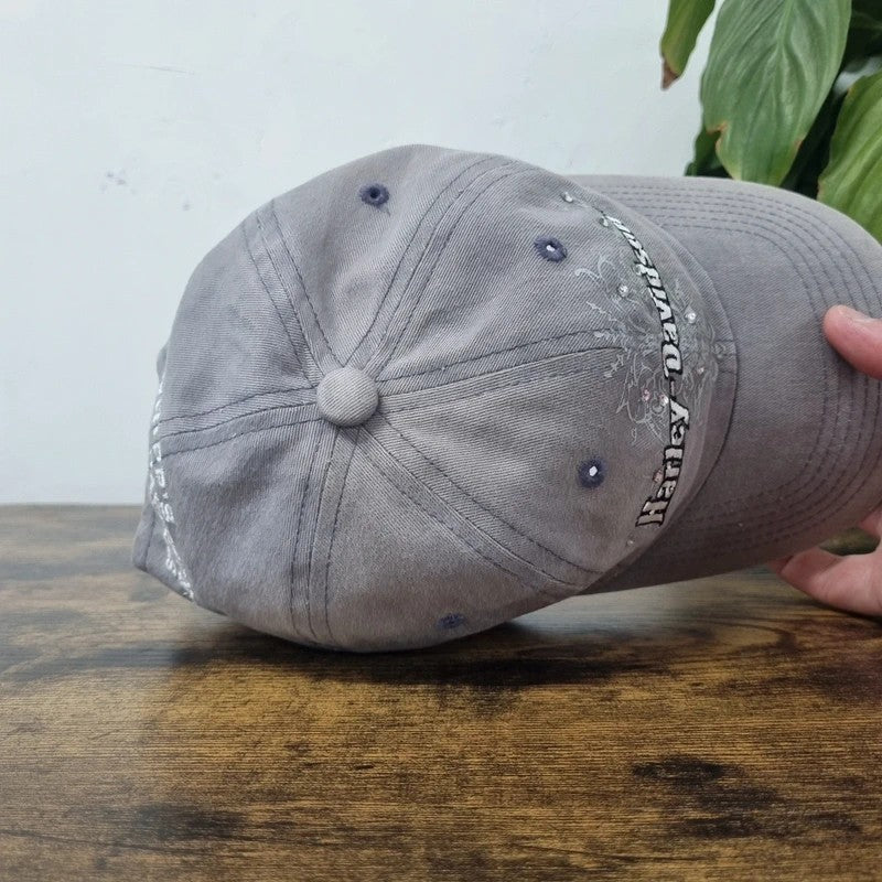 Vintage womens Harley Davidson Baseball Hat Snapback cap one size adjustable grey diamond