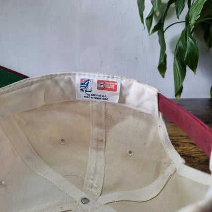 Vintage American baseball Hat Snapback cap one size adjustable cream burgundy harvard