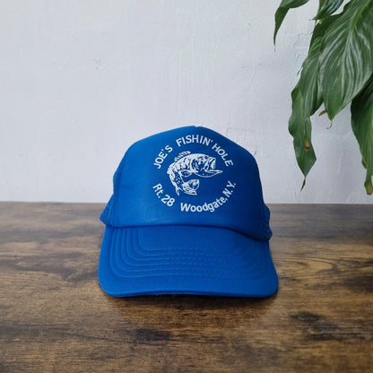 Vintage Fishing Trucker Hat Mesh snapback cap royal blue one size adjustable 90s