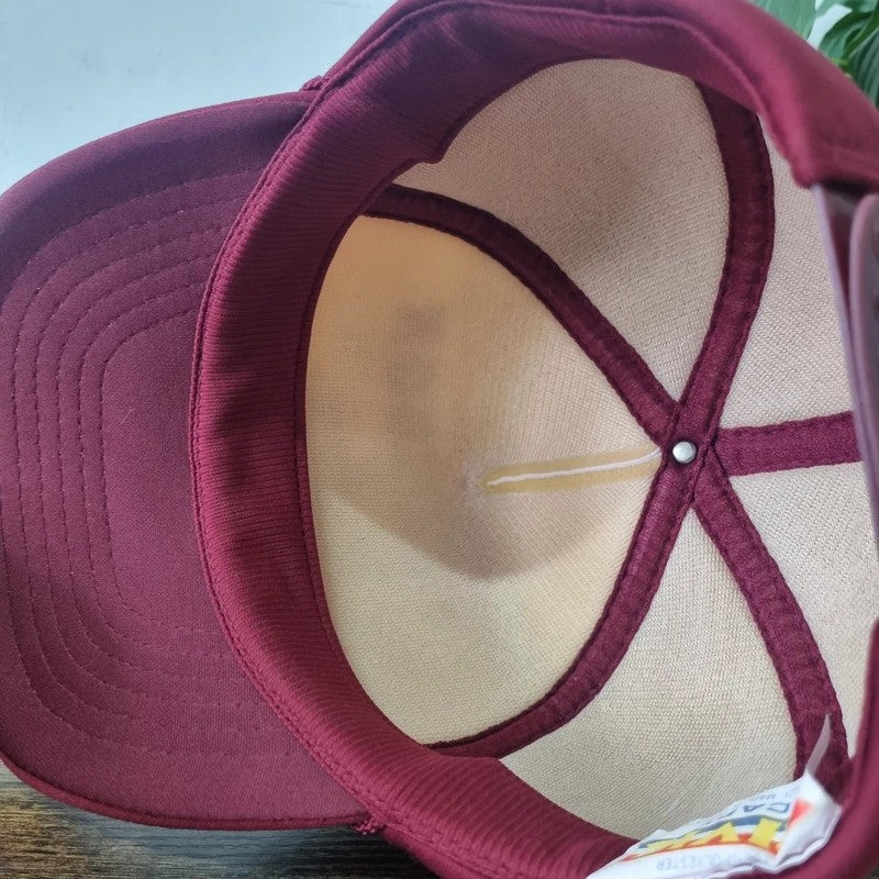 Vintage American Trucker Hat Snapback cap one size white burgundy digger harrison