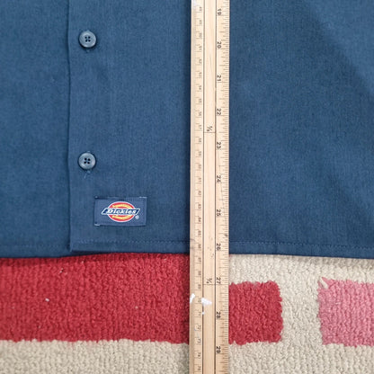 Vintage Dickies Boxy Fit Cropped Shirt Short Sleeve XL plain Navy Button Up Skater Y2K Surf