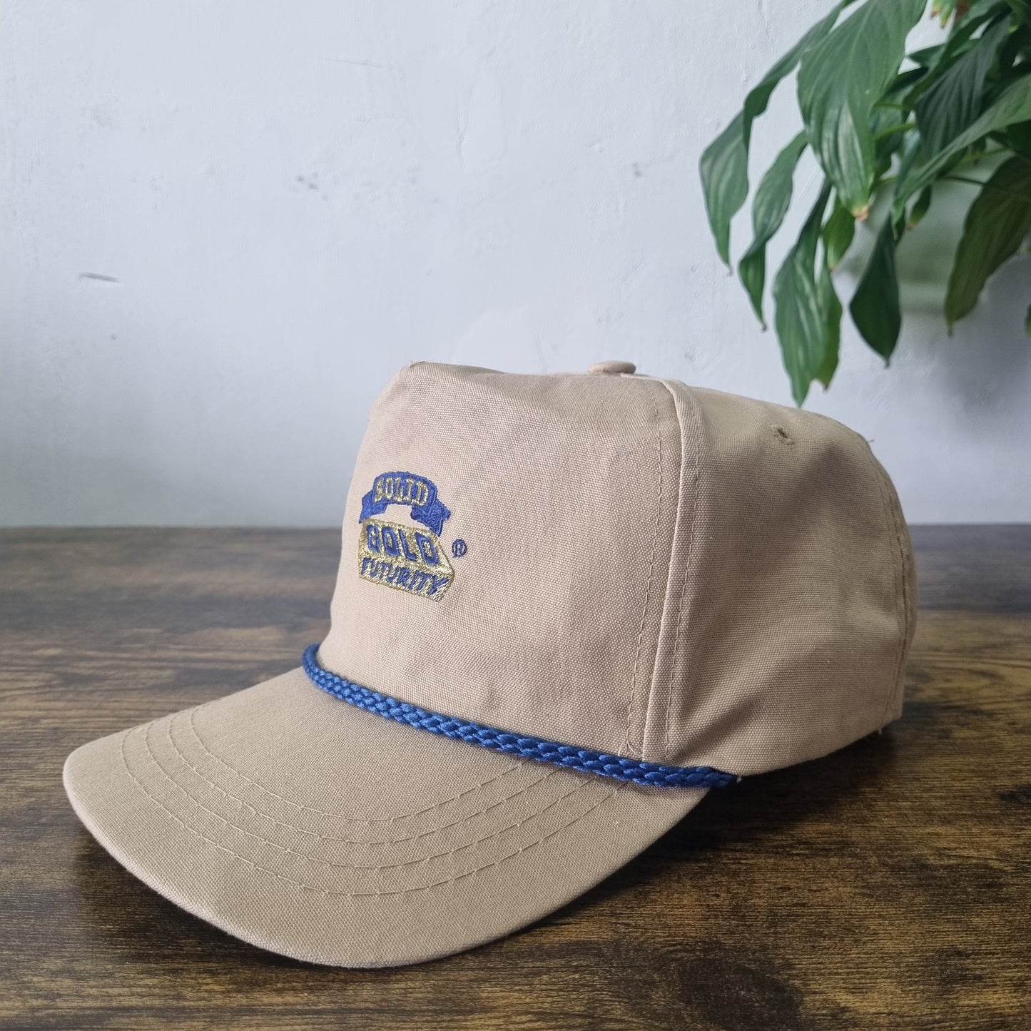 Vintage American Trucker Hat Snapback cap one size adjustable beige Solid Gold F