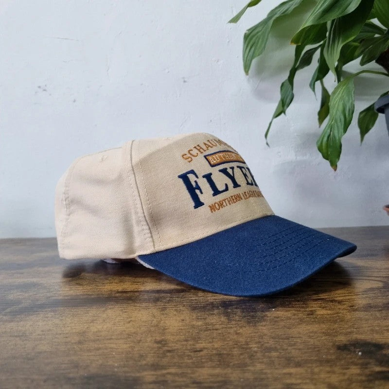 Vintage American Baseball Hat Snapback cap one size adjustable cream navy Flyers