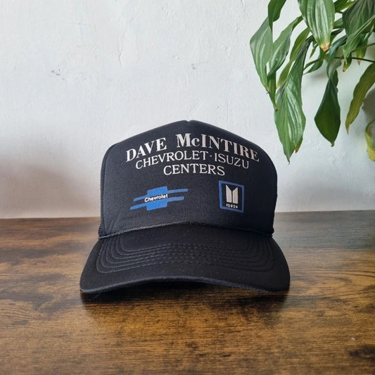 Vintage American Trucker Hat Snapback cap one size adjustable black Chevrolet car dealer