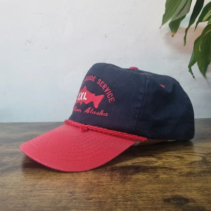 Vintage American Baseball Hat Snapback cap one size adjustable black red alaska fish