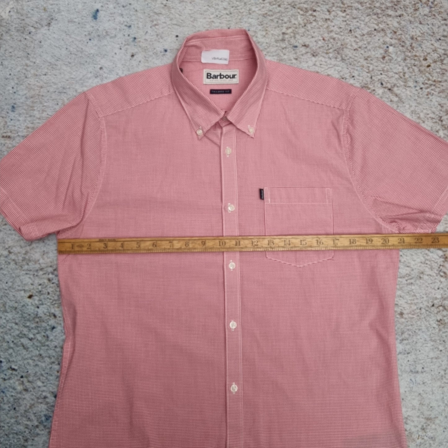 Barbour OXFORD SHIRT TAILORED FIT GINGHAM CHECK SHORT SLEEVE - Red - Size M