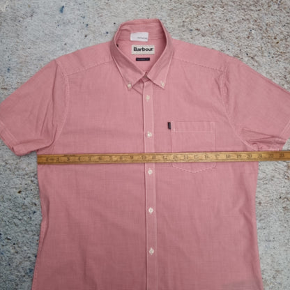 Barbour OXFORD SHIRT TAILORED FIT GINGHAM CHECK SHORT SLEEVE - Red - Size M