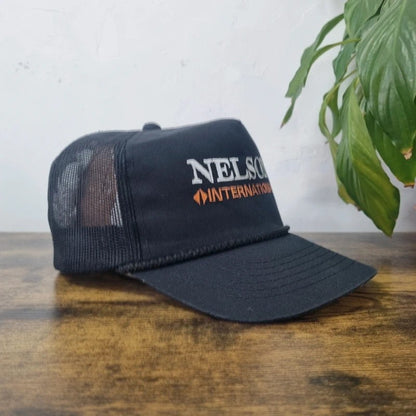 Vintage American Baseball Hat Snapback cap one size adjustable black nelson international
