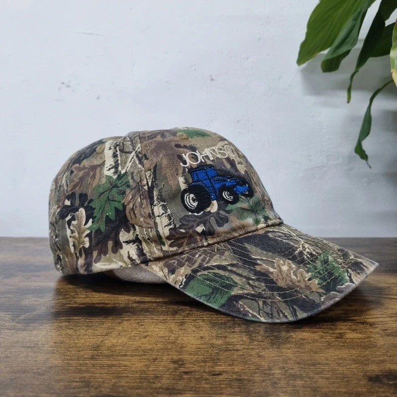 Vintage American Baseball Hat Snapback cap one size adjustable realtree camo Johnson farm