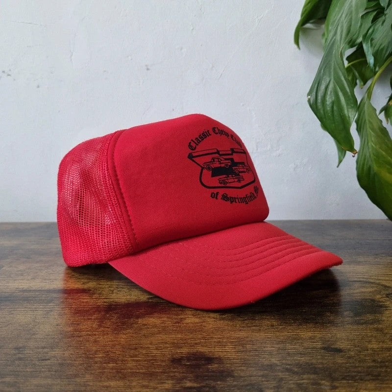 Vintage American Trucker Hat Snapback cap one size adjustable red Chevrolet club chevy