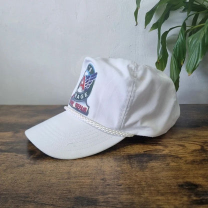 Vintage American Trucker Hat Snapback cap one size adjustable white Marine repair garage