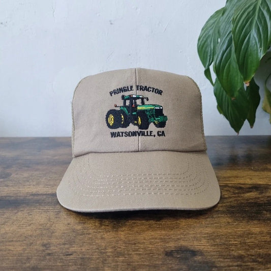 Vintage American Trucker Hat Snapback cap one size adjustable beige pringle tractor