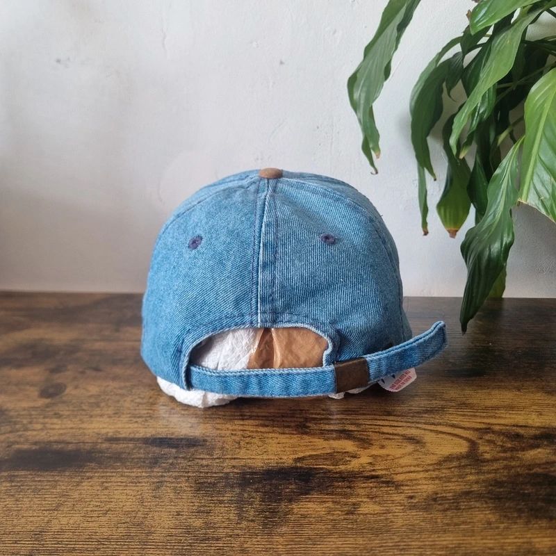 Vintage American denim baseball Hat Snapback cap one size blue brown flint auto auction