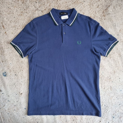 Fred Perry POLO SHIRT WHITE GREEN DETAILING - Blue - Size M